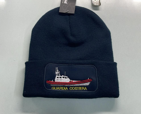ricamo frontale su cappellino zuccotto guardia costiera